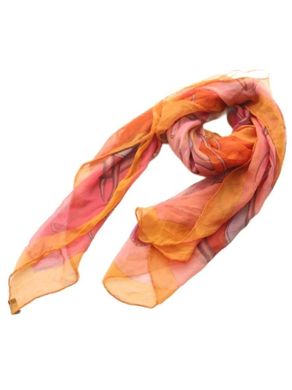 Hermes Carre 140 Coupde Fouet Shawl Scarf Large All Over Pattern Silk Orange